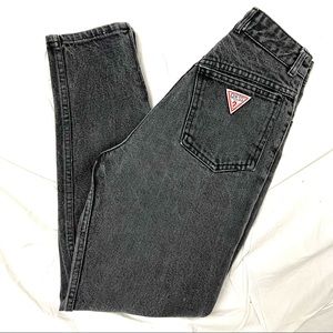 Rare GUESS Georges Marciano High Rise Vintage 90s Black Grey Jeans Zip Ankles 28